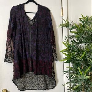 Free people high low sweater with crochet detail